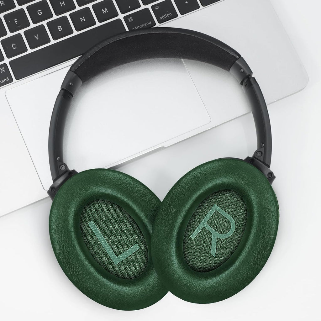 Headphones Replacement Ear Pads, Protein Leather earpad Cushions for Bose QuietComfort 45（QC45） Headphones, Softer Memory Foam - Dark Green