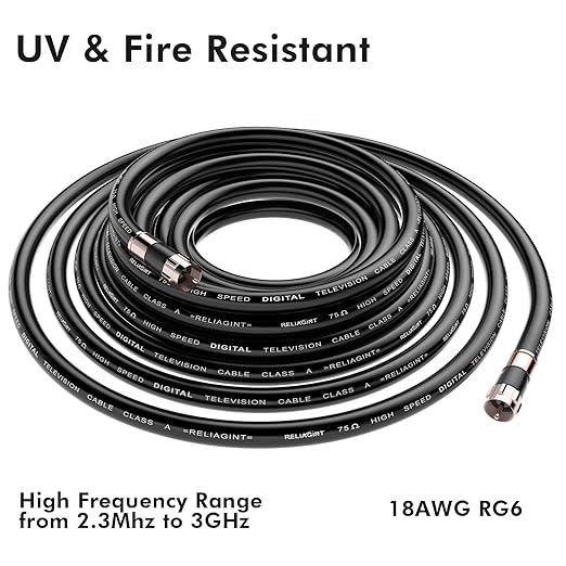 75ft RG6 Coaxial Cable Black, 75 Ohm Coax Cable - Image 4