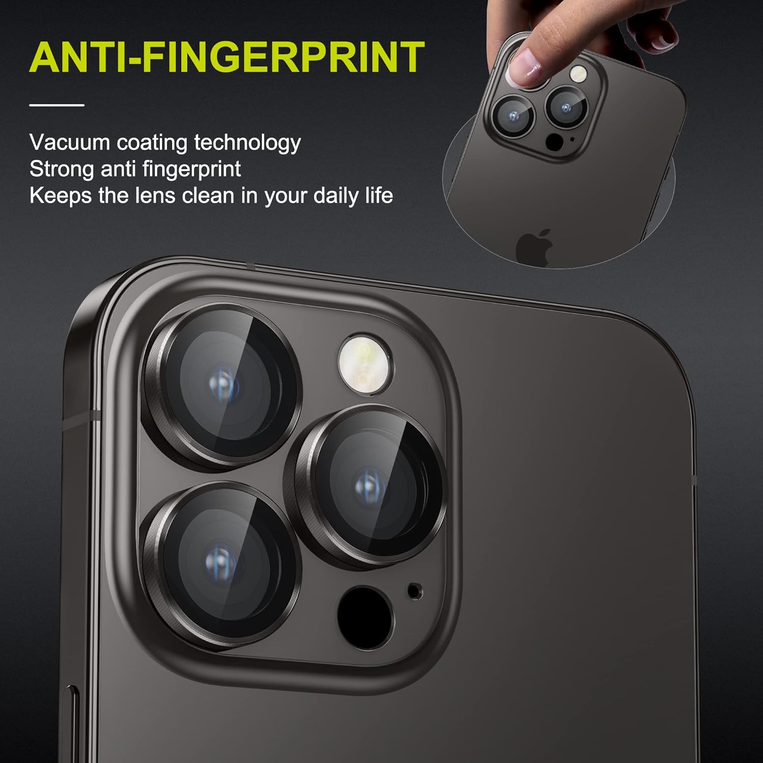 WSKEN for iPhone 14 Pro/iPhone 14 Pro Max Camera Lens Protector,[Night Shooting Mode] HD Tempered Metal Glass Camera Screen Protector Cover Film Accessories, Black