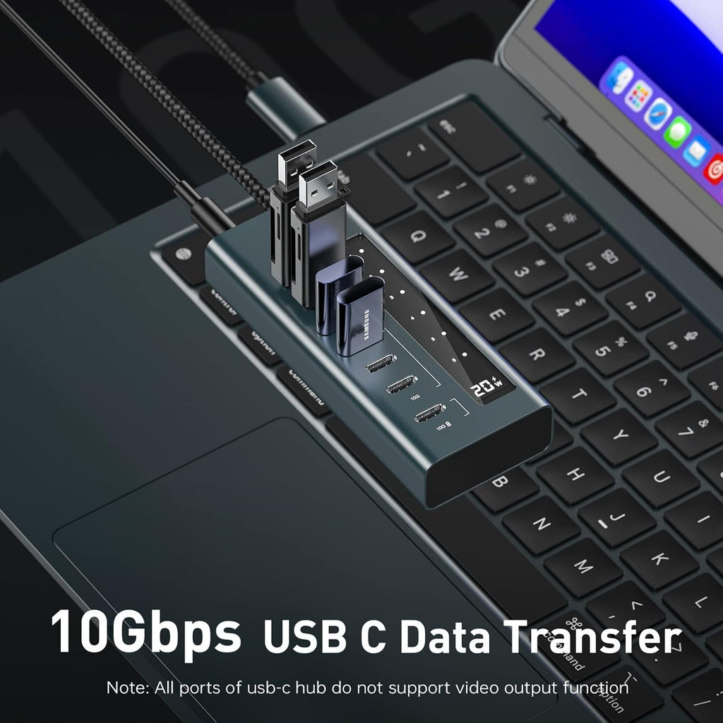 USB C Hub for Laptop, 7 in 1 10Gbps USB Adapter Support Data & Charging(Not Support Video), USB Hub 10Gbps Ports for iMac, MacBook Pro/Air, iPad, XPS, USB Hub Multiport Adapter