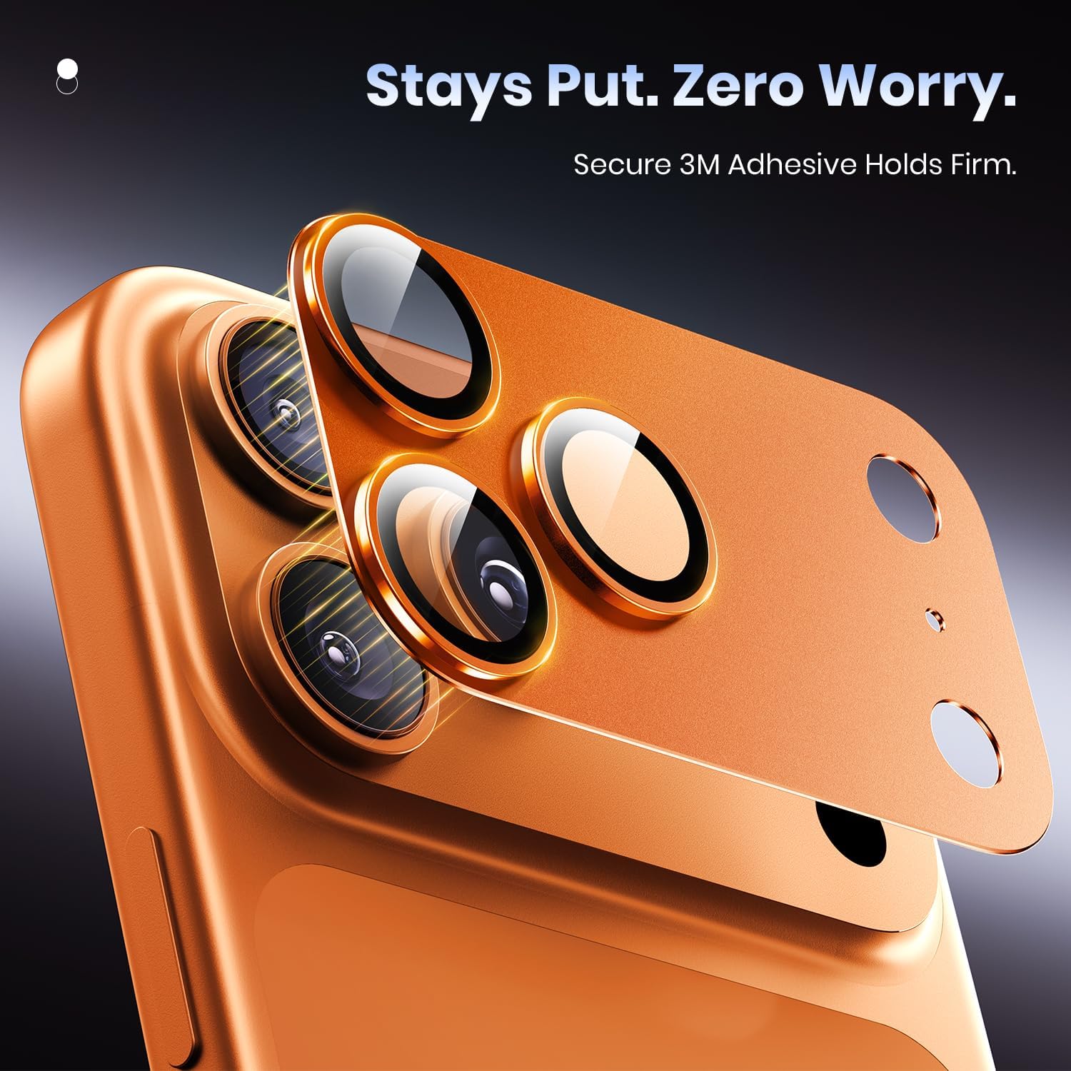 Hoerrye for iPhone 17 Pro Max Camera Lens Protector - [12FT Shatterproof Military Grade] [Strong Adsorption] 9H+ Tempered Glass Camera Screen Full Protective Cover Case Friendly,Cosmic Orange