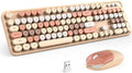 KNOWSQT Wireless Keyboard and Mouse Combo - MilkTea Colorful 2.4G Typewriter Full-Size Cute Keyboards - USB Receiver Plug and Play, for Computer, PC, Laptop, Desktop, Windows