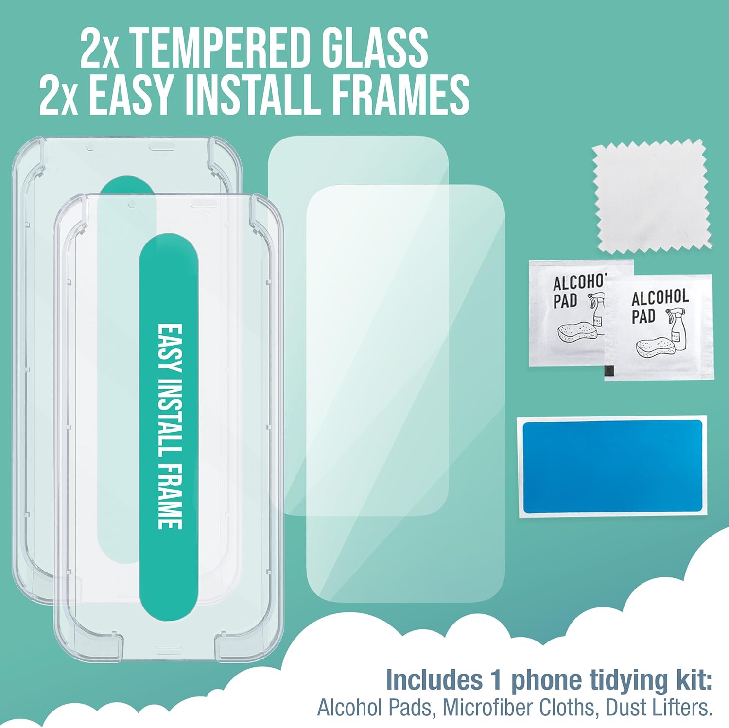 Smartish® iPhone 15 Pro Screen Protector - 2-Pack Tempered Glass Screen Protectors - Tuff Sheet - 9H Easy Install Frame [Scratch Resistant] Case-Friendly- Dynamic Island for Apple iPhone 15 Pro