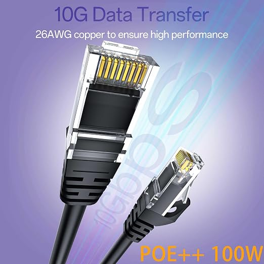 Cat 6 Ethernet Cable 25FT Outdoor&Indoor, Cat6 Ethernet Patch Cable 10Gbps - Image 2