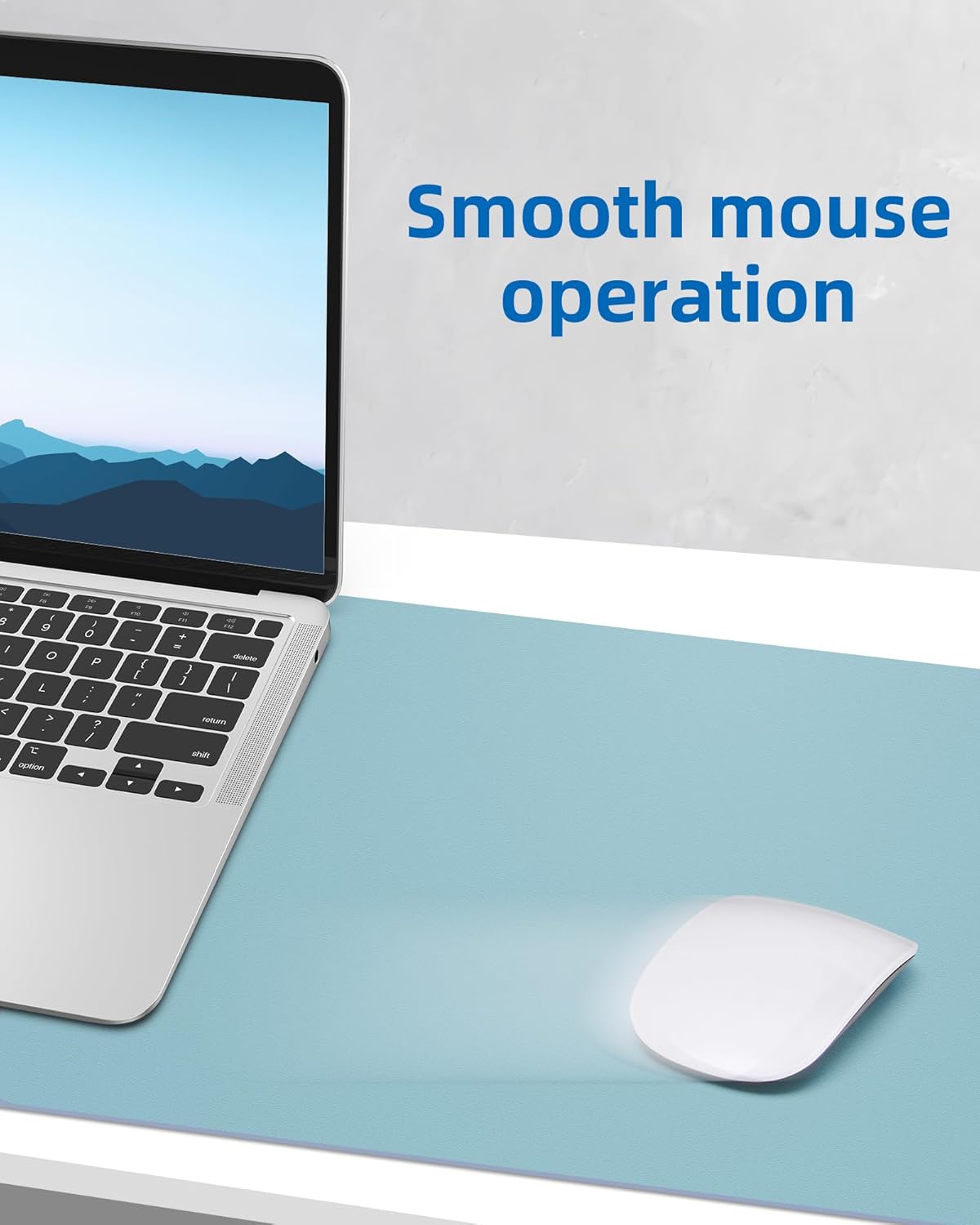AFIING Leather Desk Pad Protector,Mouse Pad,Office Desk Mat, Non-Slip PU Leather Desk Blotter,Large Desk mat,Waterproof Keyboard mat for Office/Home/Decor (Light Blue,48"" x 17"")