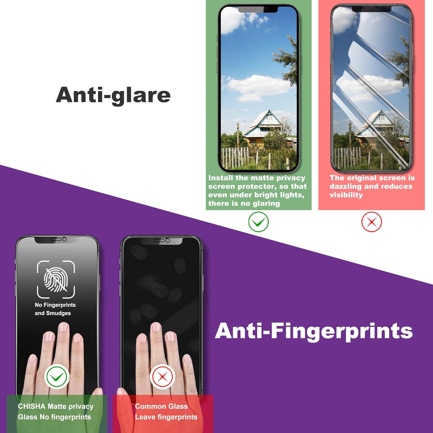 2 Pack Matte Privacy Screen Protector for iPhone 11 / iPhone XR, 9H Tempered Glass, Full Coverage, Anti-Fingerprint, Auto Dust-Elimination, No Bubble, Easy Installation