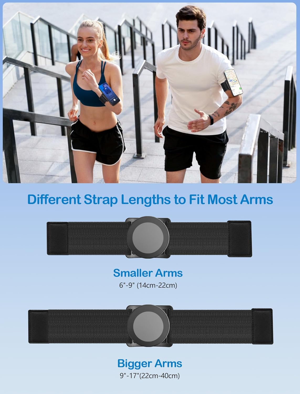 TOPGO [2 Generation Upgrad] Running Phone Holder for iPhone [360° Rotatable & Built-in Retractable Rope] Magnetic Wrist Phone Holder, Magsafe Armband for iPhone 16 Pro and Android (Black, 2 Straps)