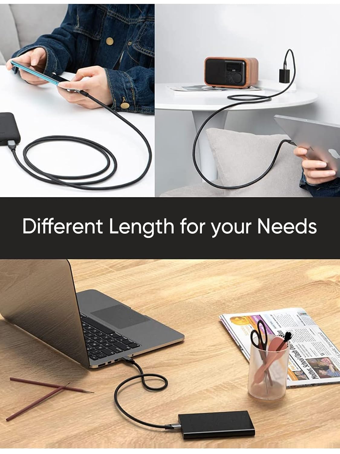 CableCreation 2-Pack USB C to USB A Cable 5FT,USB 3.1 USB 3.2 Gen2 10Gbps USB C Data Cable, Android Auto 3A for External SSD MacBook Pro iPad, Galaxy S24/S23, iPhone 16, 1.5m