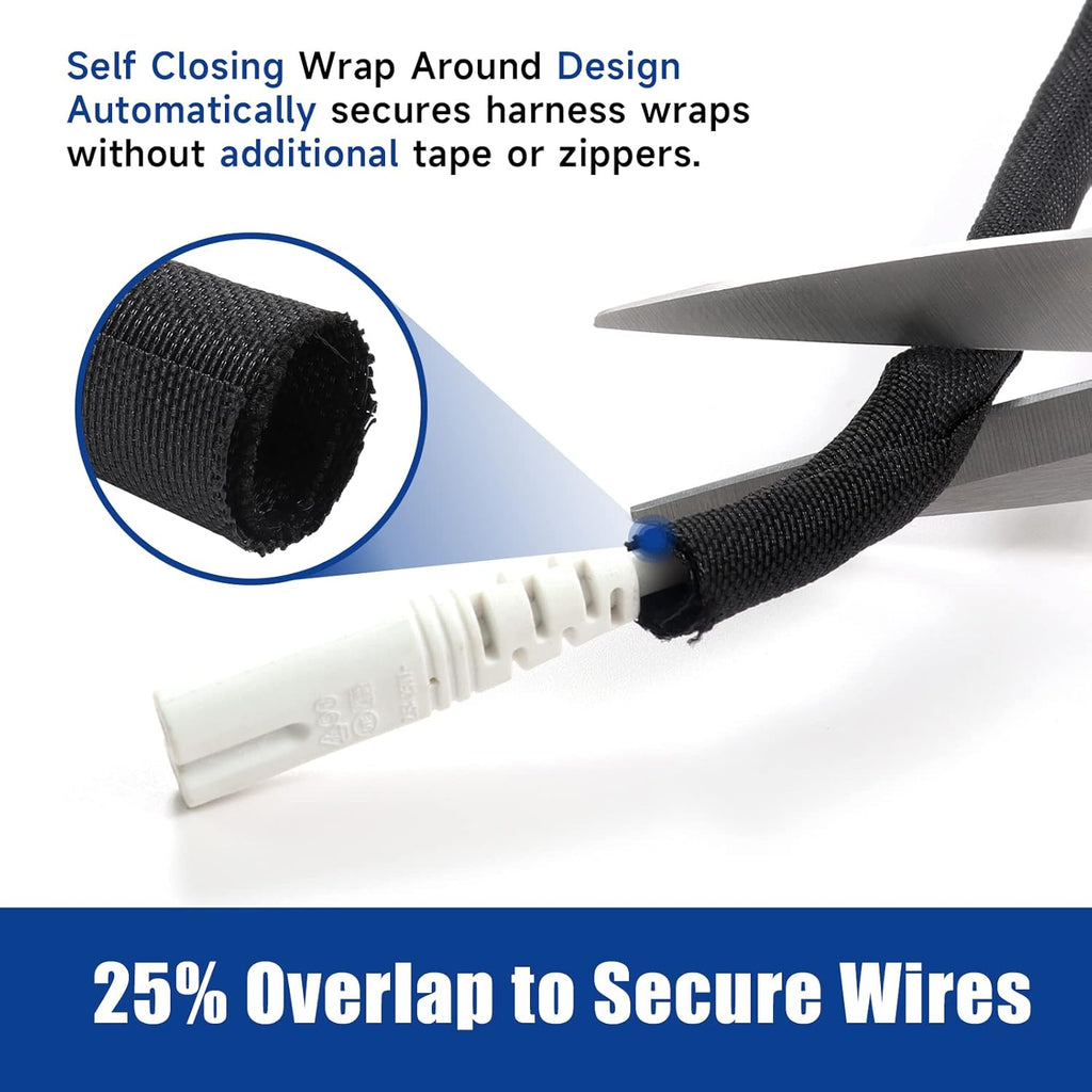 Split Braided Sleeve Cable Management Wire Loom Cord Covers for Automotive Harness/Primary Wire/Electronic Cable (3/4" - 16 Feet)
