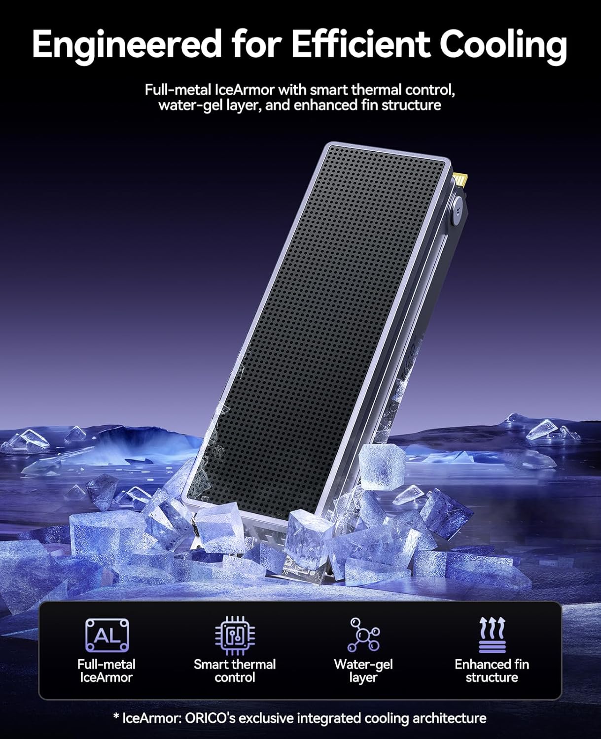 ORICO OSC 2TB M.2 NVMe SSD for Desktop PC, PCIe 4.0 Internal SSD with 7450MB/s Read, TLC NAND, Pre-Installed Pro-Grade Finned Heatsink, Innovative IceArmor Cooling, M.2 2280 Drive