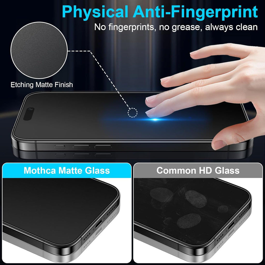 Mothca 2 Pack Matte Glass Screen Protector for iPhone 16 Plus/iPhone 15 Plus 6.7” [Auto Fit Box Dust-Free] Full Coverage Anti-Glare & Anti-Fingerprint Tempered Glass, Bubble Free, Smooth as Silk