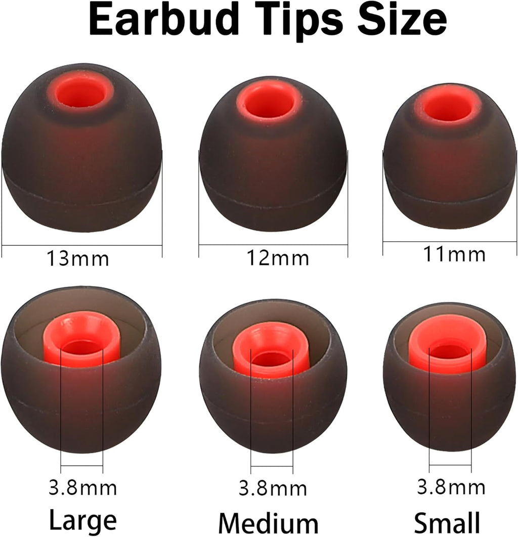 Replacement Earbud Covers - Silicone Ear Tips Fit Most In-Ear Earbuds (Inner Hole 3.8mm - 5.1mm) - 9 Pairs S M L