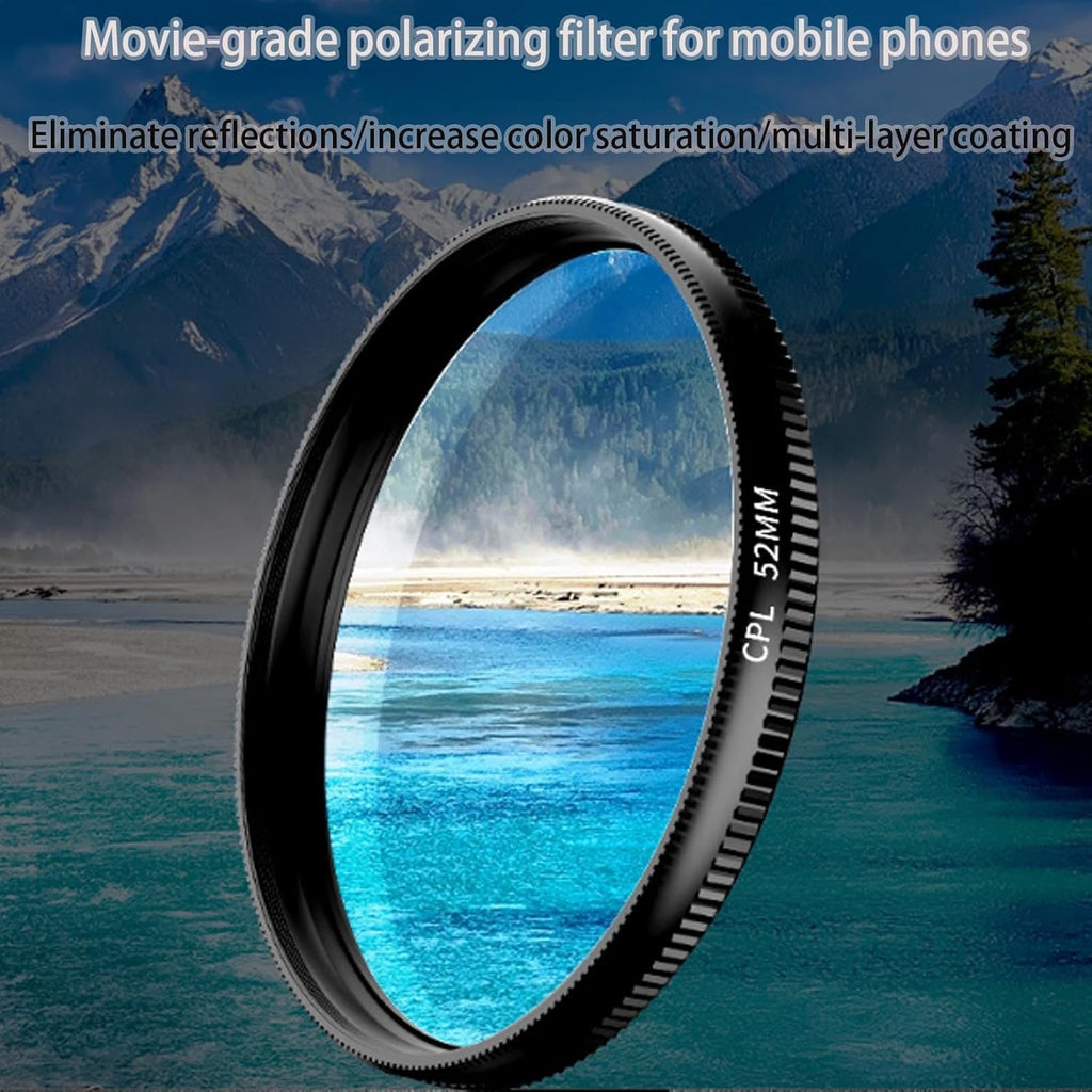 Sightfelt 52mm Clip-0n CPL Phone CameraLens Filter Kit, Circular PolarizerPolarizing Filter Compatible with Mostcell Phones, 2025 New Polarizerpolarizing Filter with Cleaning Cloth and Case Box(3pcs