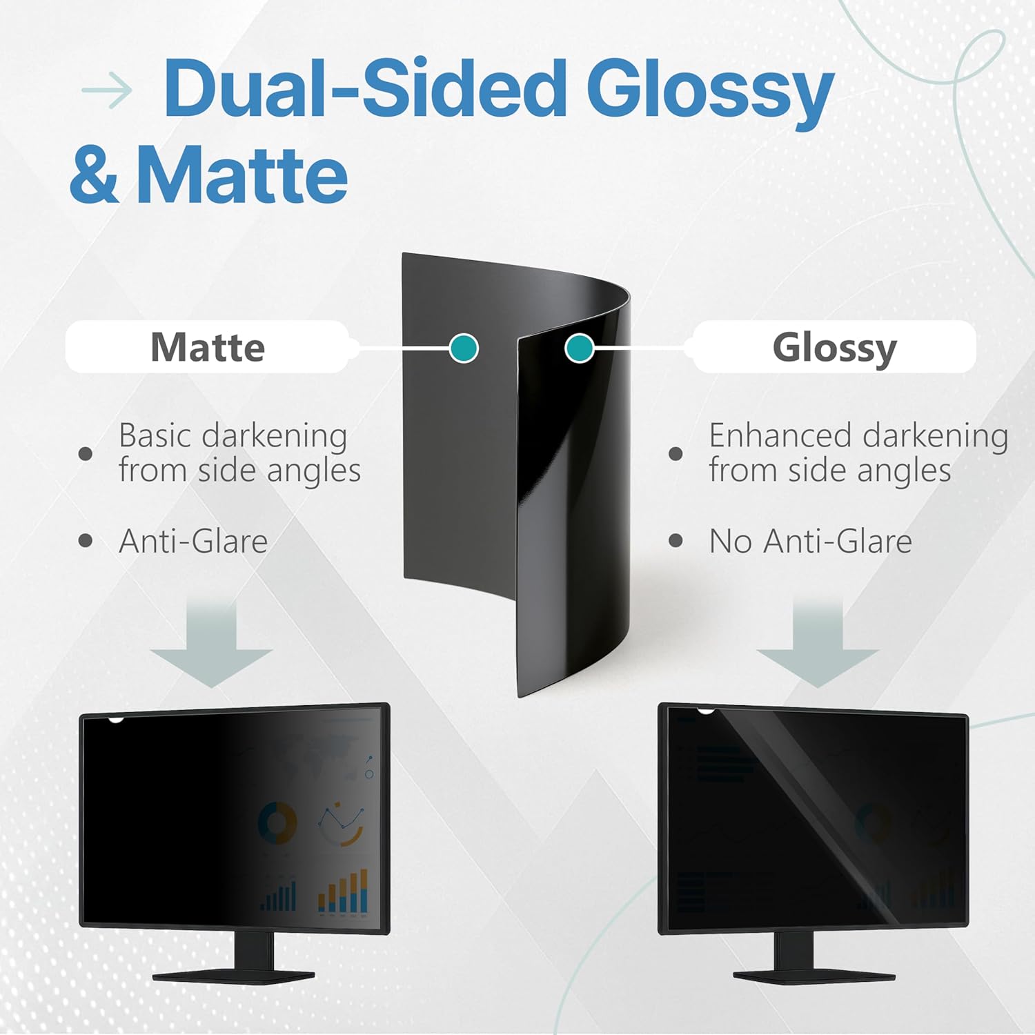 VINTEZ 23 Inch 16:9 Privacy Screen for Computer Monitor and Laptop - Anti Glare Protector Film Blue Light Filter Eye Protection - Computer Screen Privacy Shield, [1 Pack]