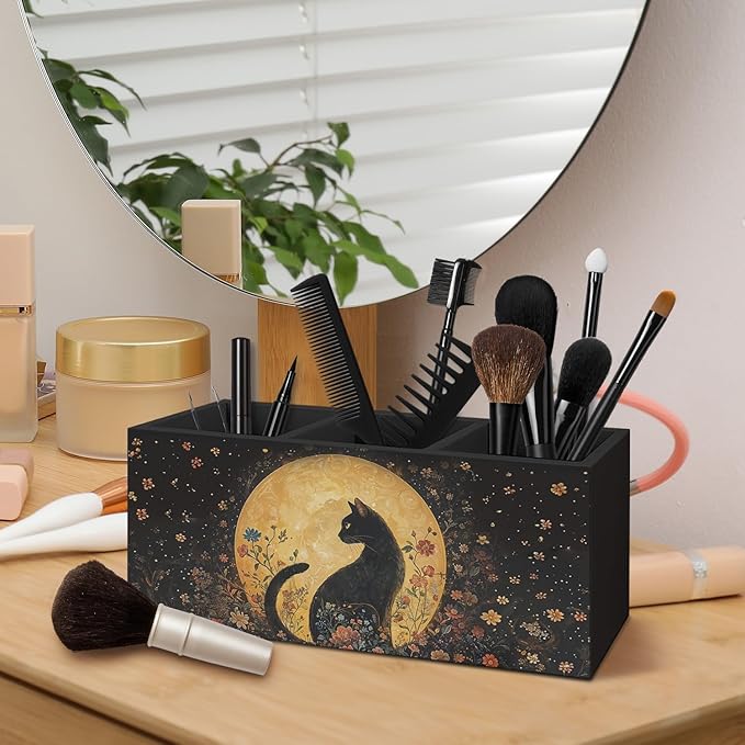 Witchy Black Cat Pen Holder for Home Office Desk, Cat Lover Gifts, Witchy - Image 4