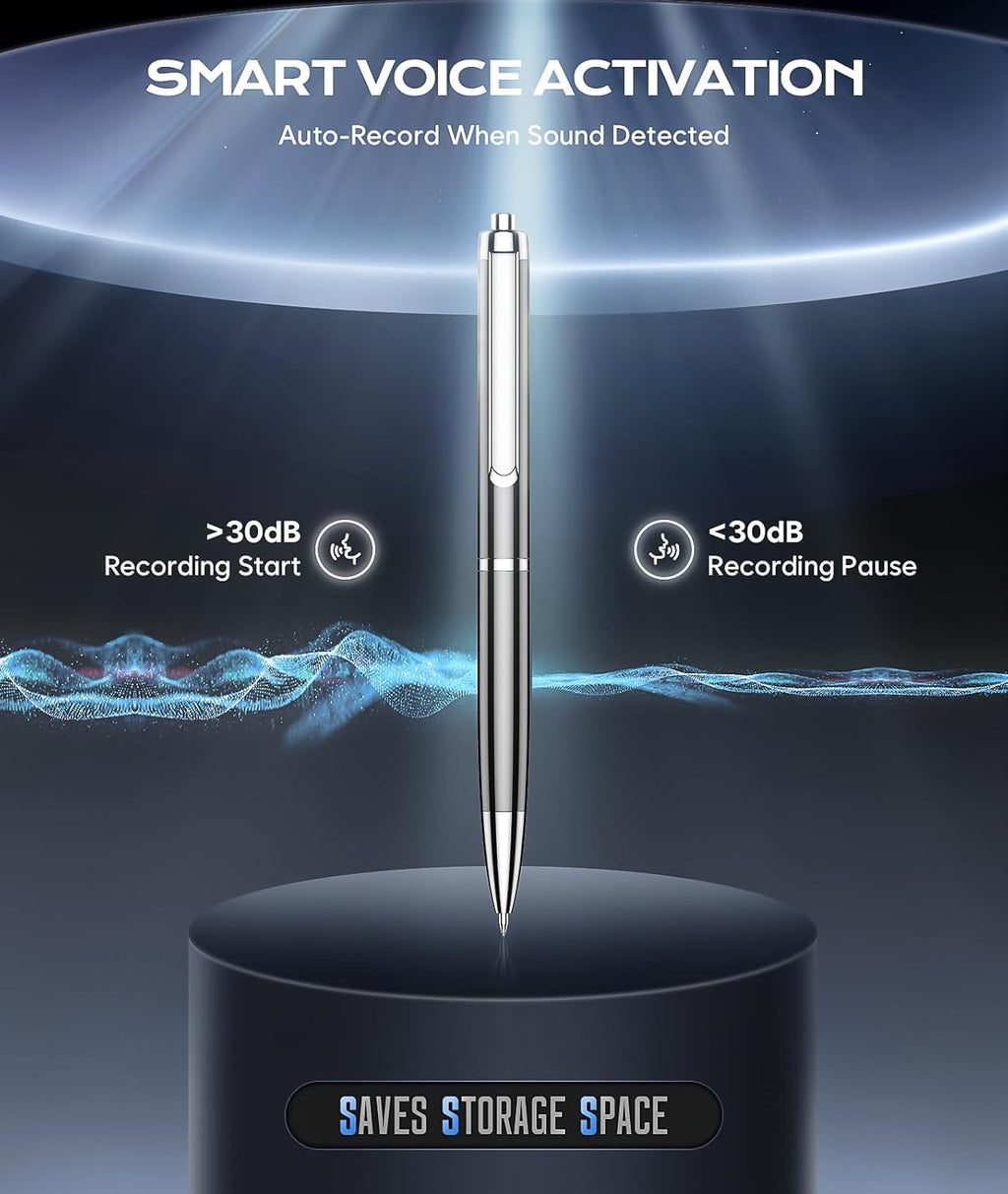 64GB (7200Hrs) Voice Recorder w/Type-C, Voice Activated Recorder with AI-Intelligent Noise Reduction, Audio Recording Device 90 Days Storage Capacity for Lectures Meeting, Class, Work, Interviews