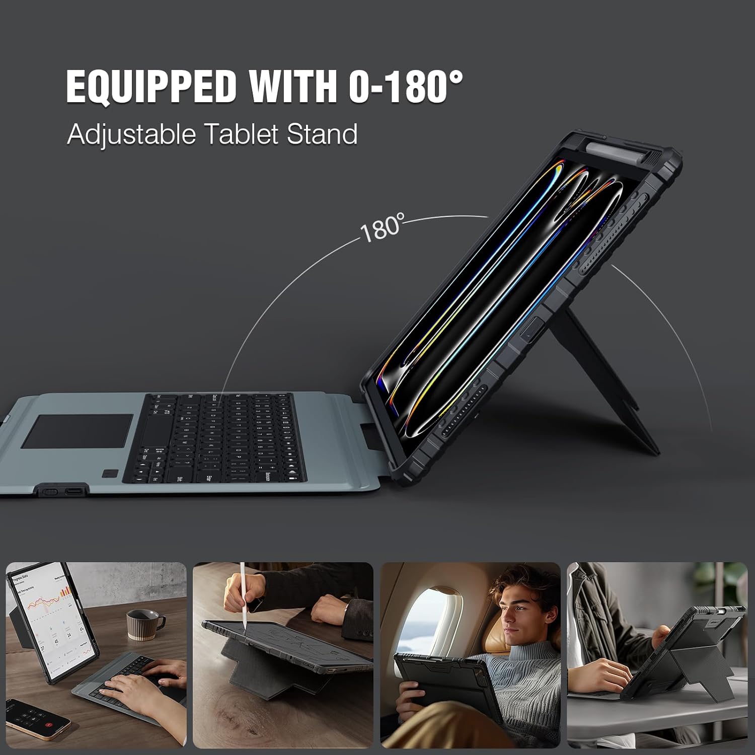 Nillkin iPad Pro 13 inch Case with Keyboard M4 2024, Slide Camera Cover, iPad Pro 13 Case with Pencil Holder and 7 Colors Backlit Wireless Detachable Keyboard, Multi-Touch Trackpad