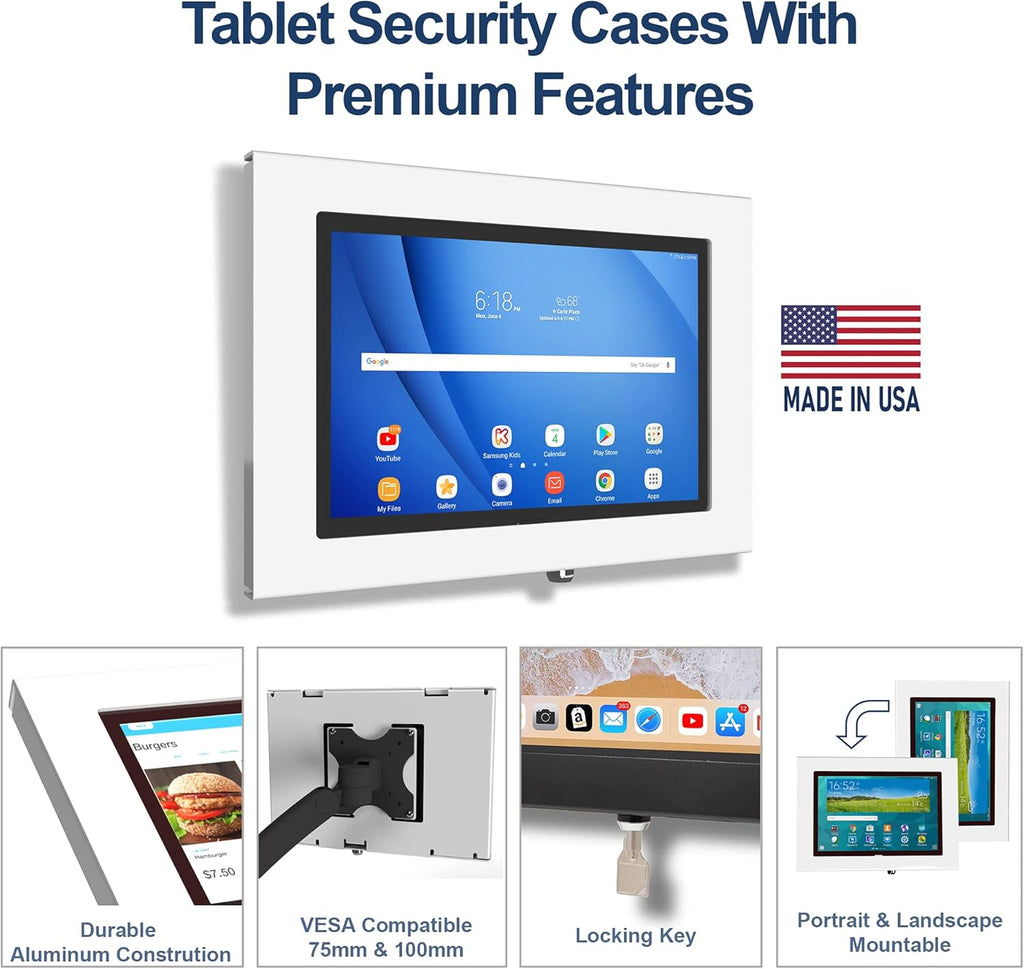 TABcare Locking Anti-Theft Metal Case for Samsung Galaxy TAB A8 10.5" Tablet for Kiosk, POS, Store, Show Display, Time Clock (TAB A8 10.5, Black)
