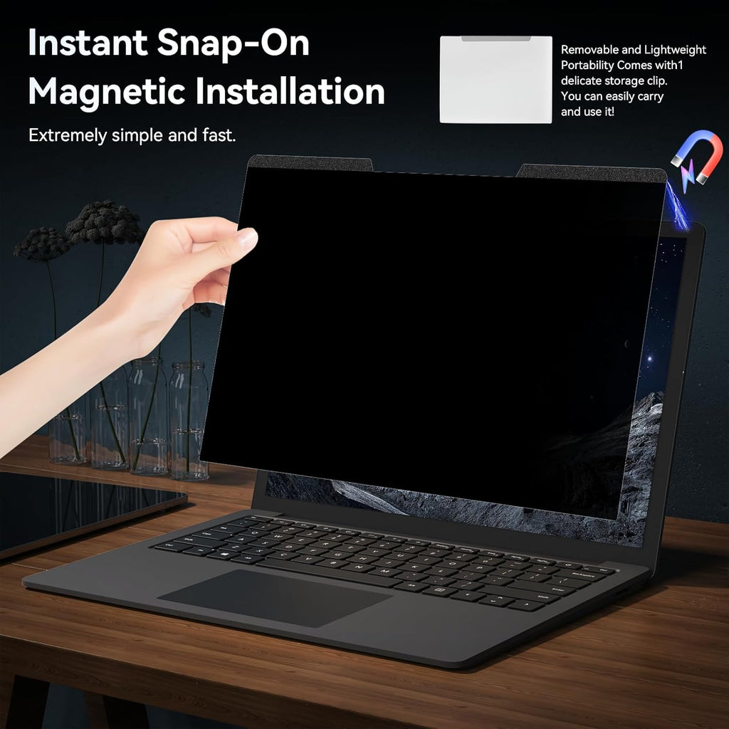Magnetic 16 Inch Laptop Privacy Screen for 16:10 Computer Monitor, Removable Anti Glare Blue Light Filter Protector, 16 in Privacy Shield Compatible with Lenovo Hp Dell Acer Asus Thinkpad Envy Xps