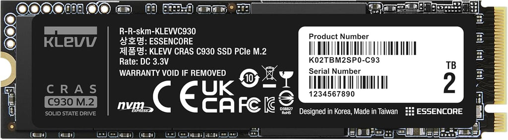 KLEVV CRAS C930 2TB M.2 2280 NVMe PCIe Gen4x4 Internal Gaming SSD Aluminium Heatsink Included, Compatible with PS5, up to 7400MB/s with DRAM Cash (K02TBM2SP0-C93)