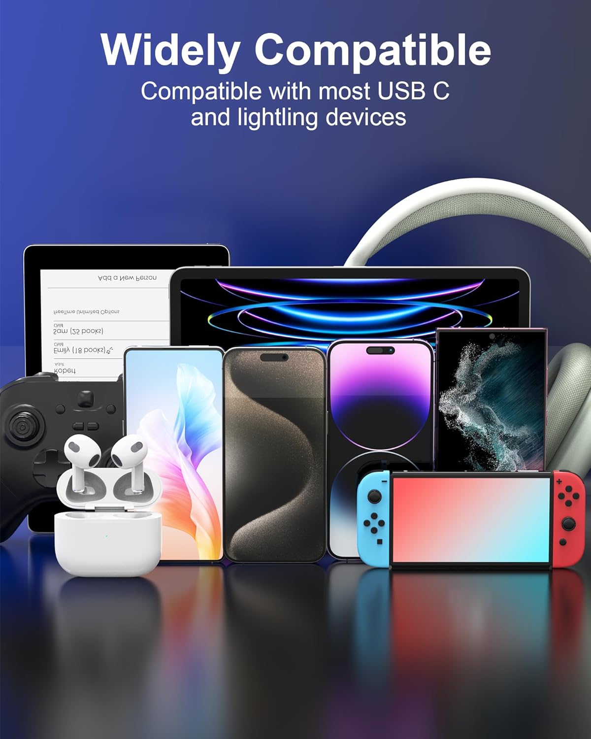 ZBF 100W USB C Magnetic Charging Cable, 2 in 1 Charger Cable for Type C(3 Pack, 4/6.6/6.6FT) 480Mbps Data Transfer, 5A Fast Charging for Phone 17 16 15,14,13 Pro Max, MacBook Pro,Pad,Galaxy S22,Pixel