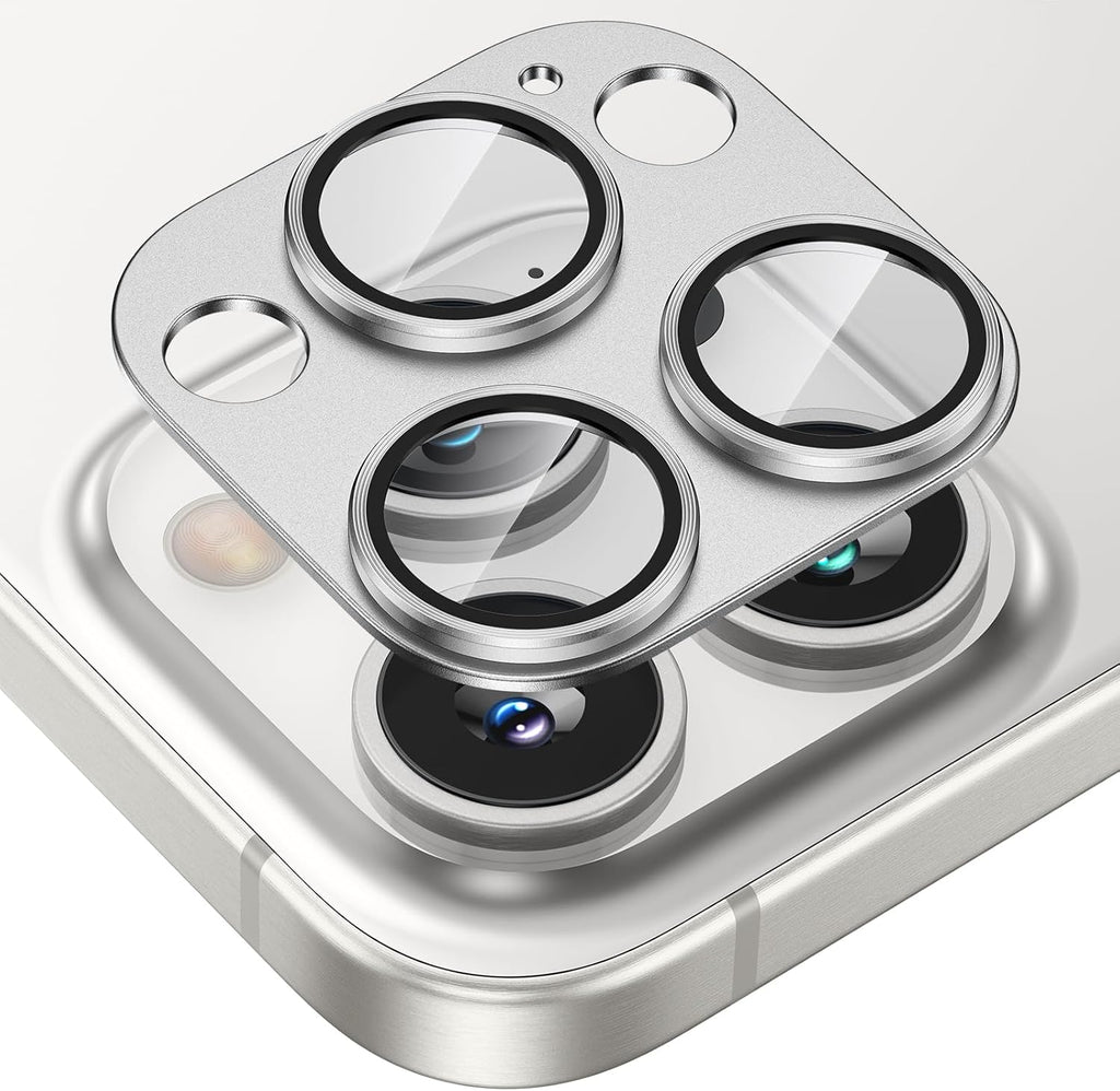 Tensea for iPhone 16 Pro/iPhone 16 Pro Max/iPhone 15 Pro/iPhone 15 Pro Max Camera Lens Protector, Metal Aluminum Alloy Tempered Glass Cover Camera Screen Protector Accessories, Case Friendly