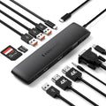 Lemorele USB C Dual Monitor Docking Station for Dell/HP/Lenovo/Surface Laptop, 12 in 1 Triple Display Multiport Hub Adapter w/2 HDMI 4K+VGA+10Gbps 2 USB3.2+2 USB2.0+100W PD+USB C Data+SD/TF+Audio