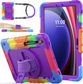 SEYMAC stock Case for Samsung Galaxy Tab S10 FE / S9 / S9 FE 5G Tablet Case Protective with Screen Protector, Pencil Holder, 360 Rotate Stand, Hand Strap, Shoulder Strap, Purple
