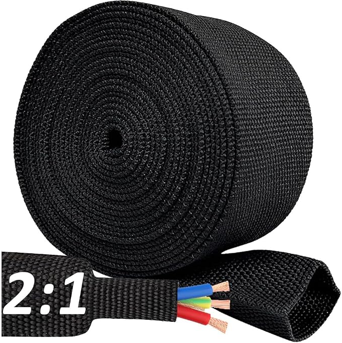 10 FT 1.4 inch 2:1 Heat Shrinkable Braided Sleeving Heat Shrink Sleeve Abrasion by RockDIG