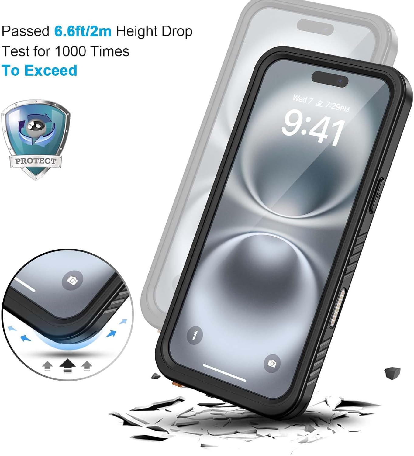 Lanhiem for iPhone 16 Plus Case Magnetic, Waterproof Dustproof Cover [Built in Screen Protector] [Compatible with MagSafe], Full Body Heavy Duty Protective Phone Case for iPhone 16 Plus - 6.7” (Black)