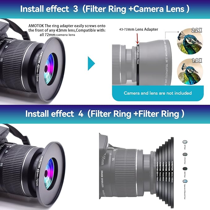 43mm to 72mm Lens adapter/43mm Lens to 72mm Camera Filters Ring Compatible All - Image 7