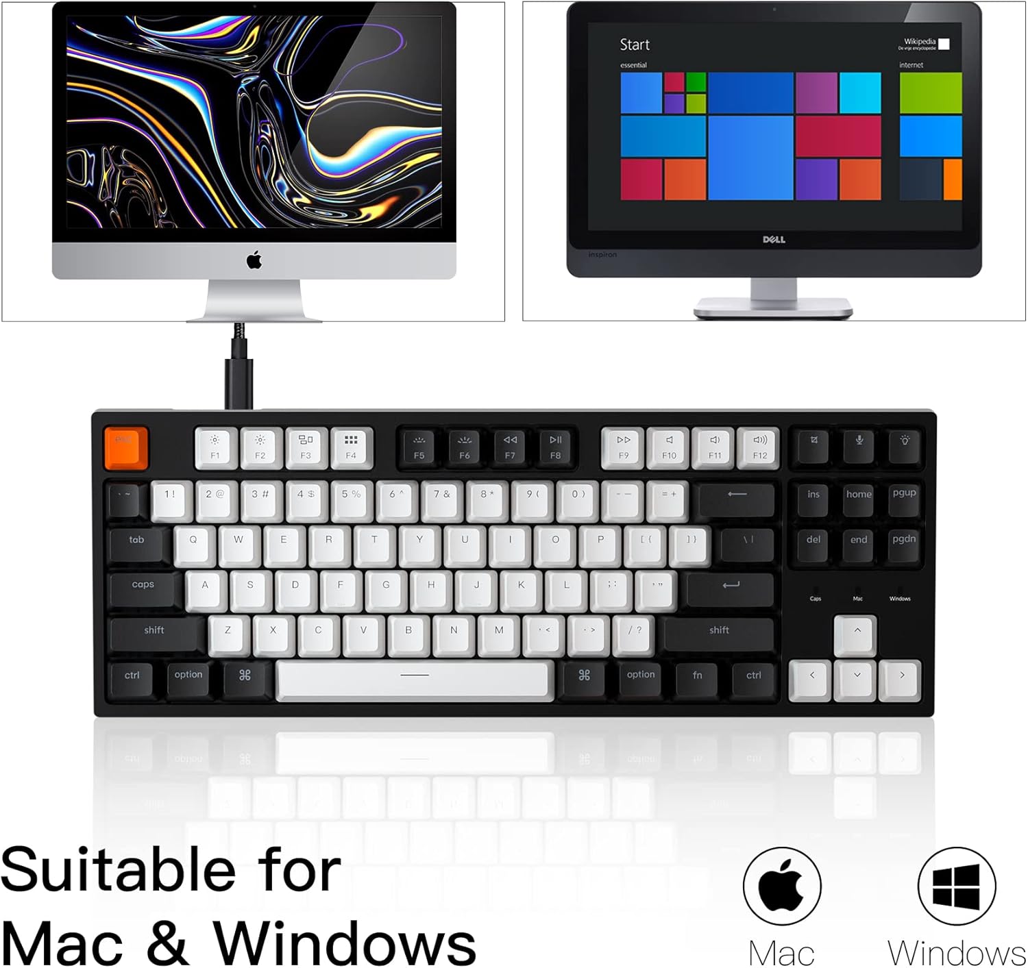 Keychron C1 Wired Mechanical Keyboard TKL, RGB Backlit with Double-Shot ABS Keycaps, 87 Keys Hot-Swappable Pre-lubed Linear Switch Compatible with Mac Windows