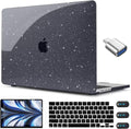 CISSOOK Black Glitter Case for MacBook Air 13.6 inch 2025 2024 2022 Release Model A3240 A3113 A2681, Sparkly Black Hard Shell Case with Keyboard Cover USB Adapter for MacBook Air 13 M2 M3 M4