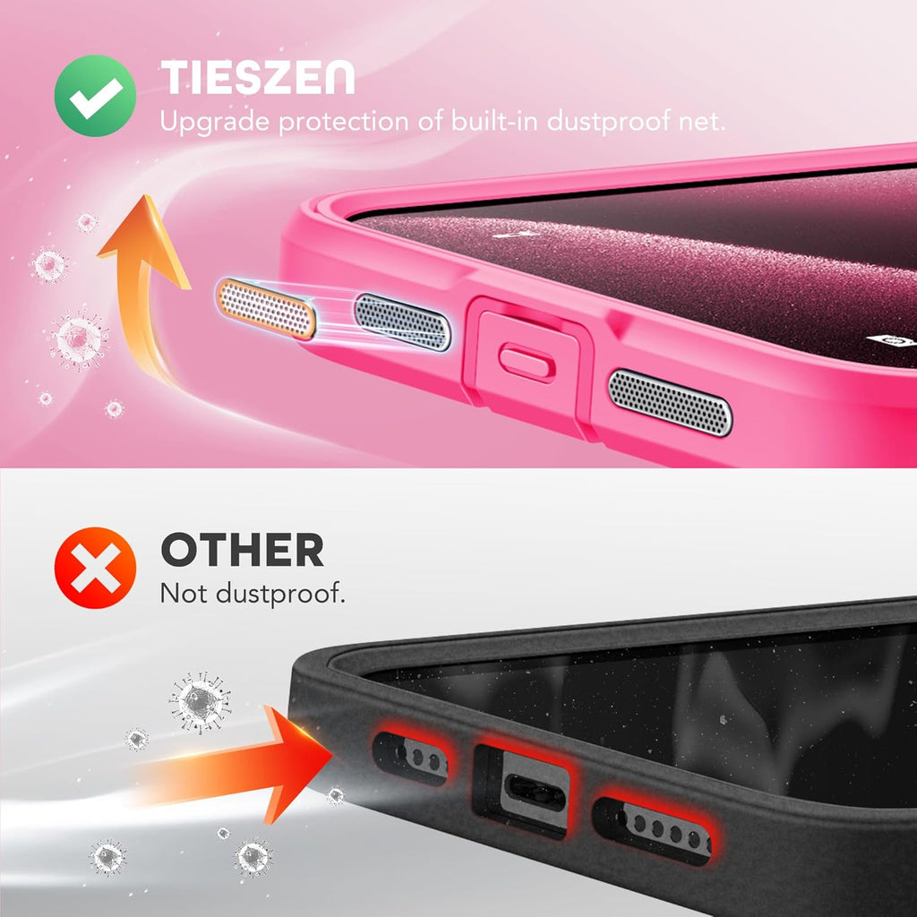 Magnetic for iPhone 15 Pro Case, Compatible with MagSafe, Built-in Privacy Screen Protector and Camera Protection, Anti Spy Full Body Dustproof Shockproof Hard Phone Case 6.1", Hot Pink