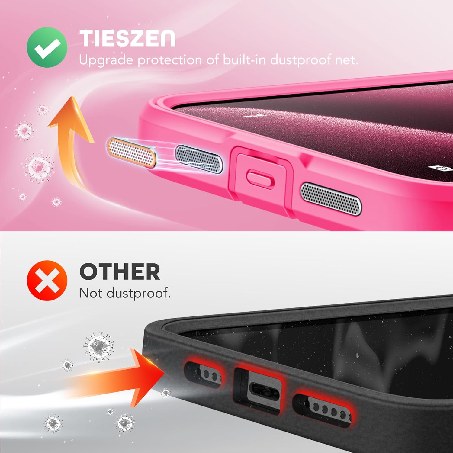 Magnetic for iPhone 15 Pro Case, Compatible with MagSafe, Built-in Privacy Screen Protector and Camera Protection, Anti Spy Full Body Dustproof Shockproof Hard Phone Case 6.1", Hot Pink