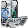 Camera Stand Case for iPhone 15 Pro, [Compatible with MagSafe] [Lens Cover] 2024 Version Military Grade Protective Soft Case for iPhone 15 Pro 6.1 inch Men Women, Grey