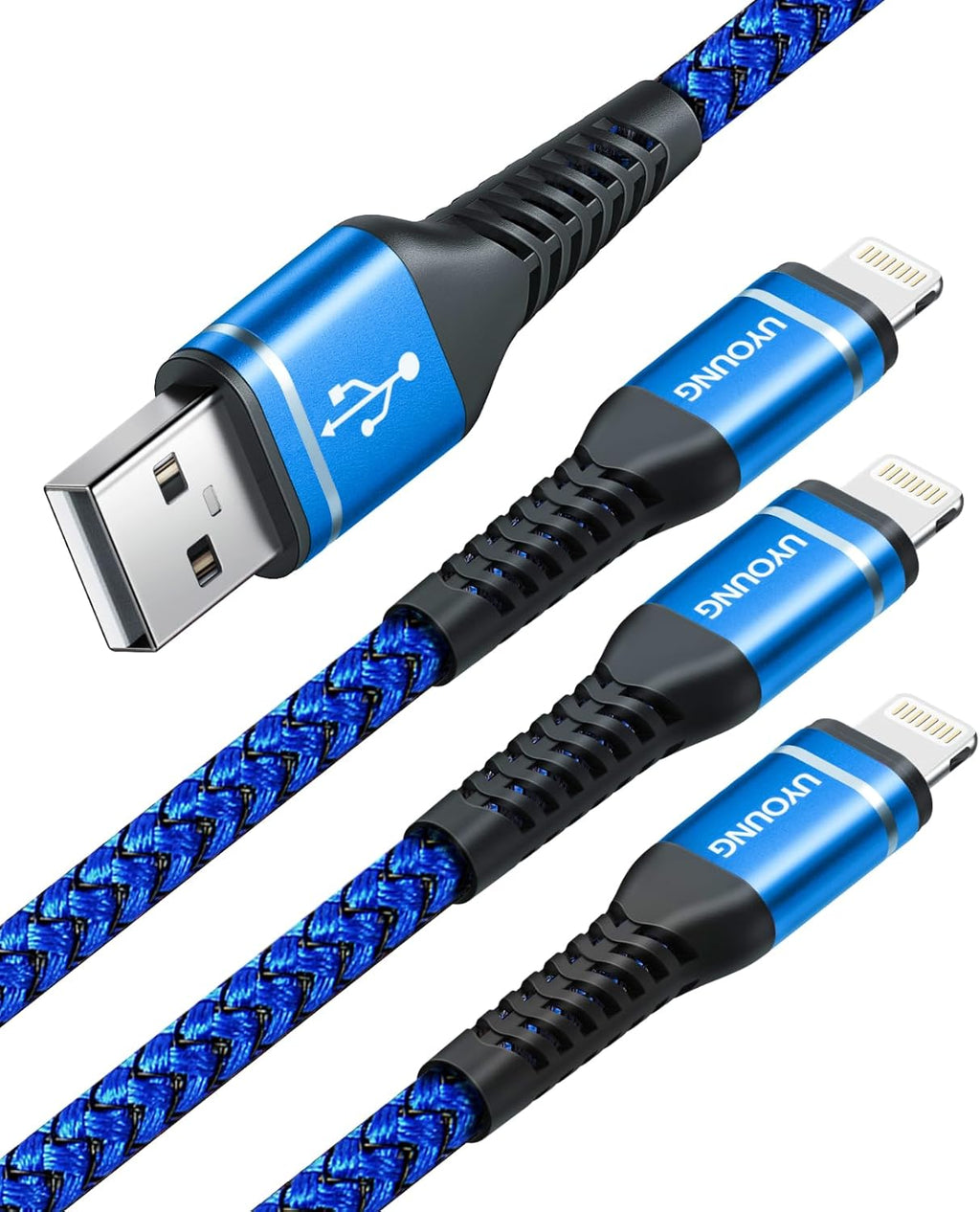 6FT Lightning Cable 3Pack 6 Foot [Apple MFi Certified] iPhone Charger Cable Nylon Braided USB Fast iPhone Charging Cord Compatible with iPhone 14 13 12 11 XS Max XR X 8 Plus 7 6 SE iPad Pro - Blue