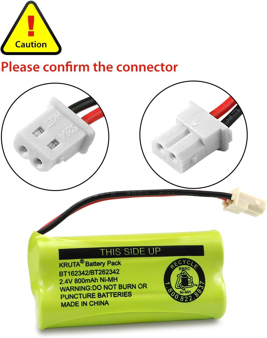 Kruta BT166342 BT266342 Battery 2.4V 800mah Replacement Battery Pack Compatible with for BT183342 BT283342 BT162342 BT262342 VTech CS6114 CS6419 CS6719 at&T EL52300 CL80111 Cordless Phone (Pack 4)