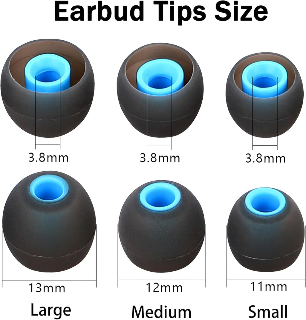 Silicone Earbud Tips Replacement Ear Tips Earbud Covers Fit Most in-Ear Earbuds(Inner Hole 3.8mm -5.1mm) Headphone Earbud Rubber Tips9 Pairs S M L