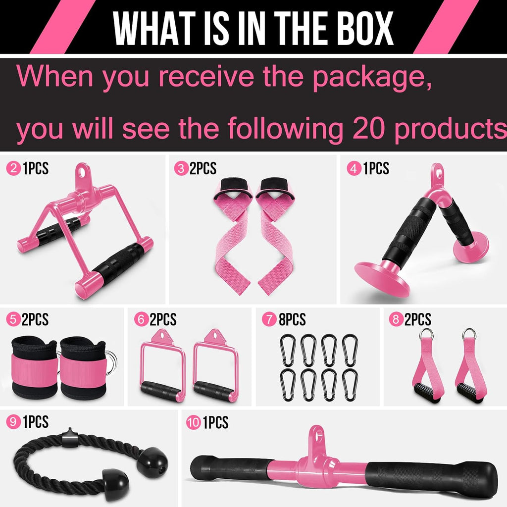 Cable Machine Attachment Set LAT Pulldown Attachments Weight Machine Accessories for Home Gym
