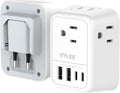 Travel Plug Adapter, International Plug Adapter with 4 AC Outlets 4 USB Ports(2 USB C), Travel Adapter Type C Travel Essentials for US to Most Europe France Germany Italy Spain [1 Pack]