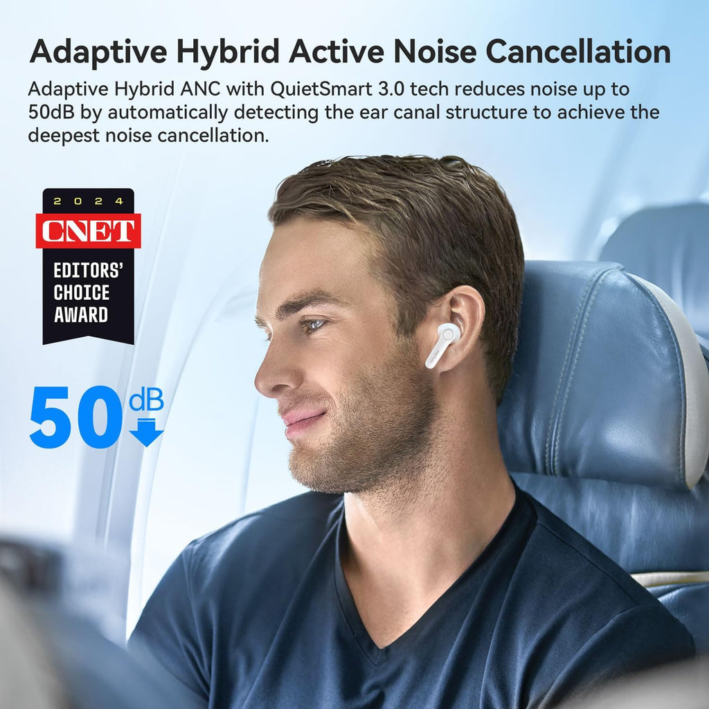 EarFun Air Pro 4 Adaptive Hybrid Noise Canceling Wireless Earbuds, Qualcomm Snapdragon Sound, aptX Lossless, 6 Mics AI CVC 8.0 Call, LDAC Hi-Res Audio, 52H Playtime, Bluetooth 5.4 (Glossy White)