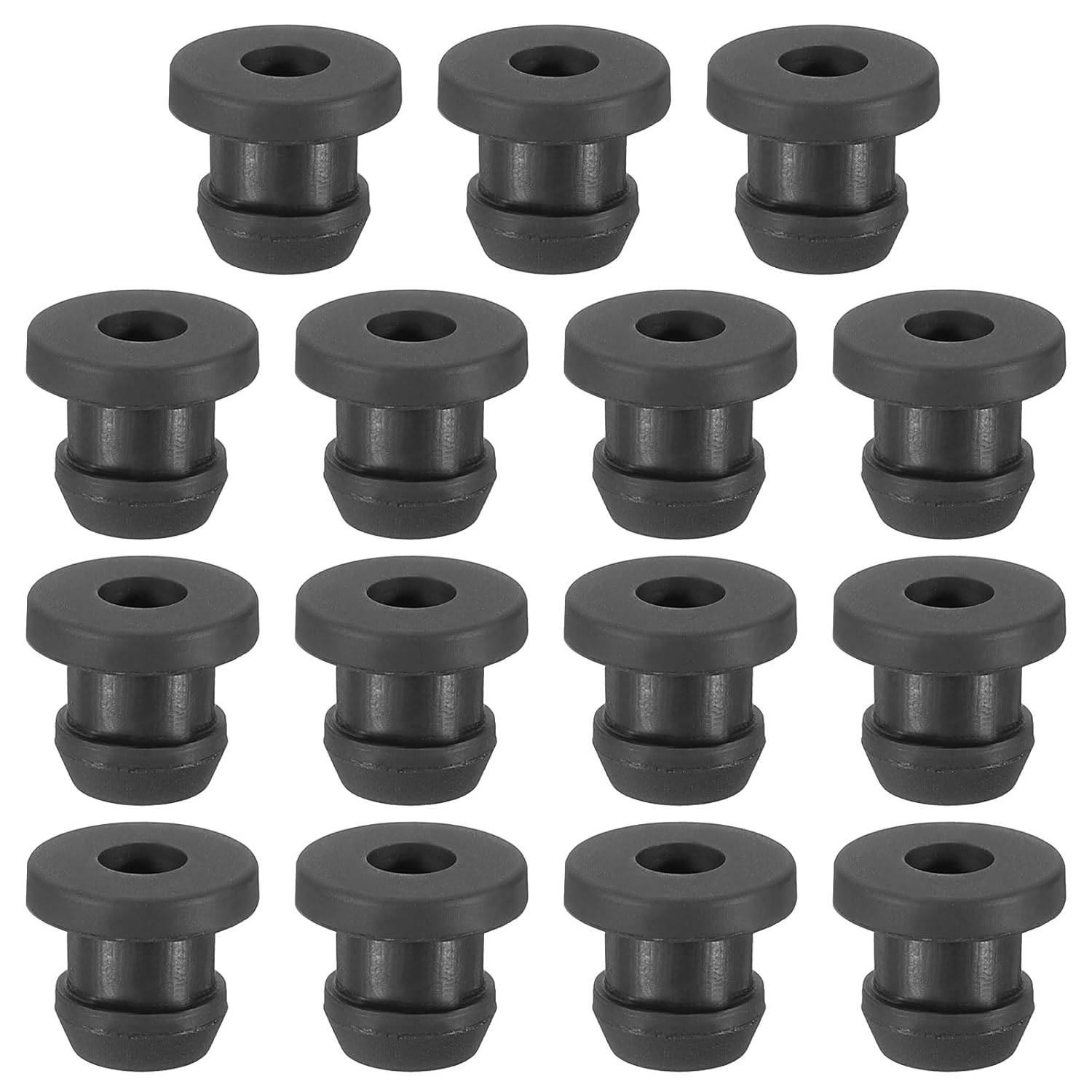 PATIKIL 6.5mm / 1/4 Inch Drill Hole,3/16 Inch ID Rubber Grommets, 15Pcs Top Hat Grommet for Wiring Eyelet Ring Gasket Automotive Firewall Cable Hole Plugs Wires Protection, Black