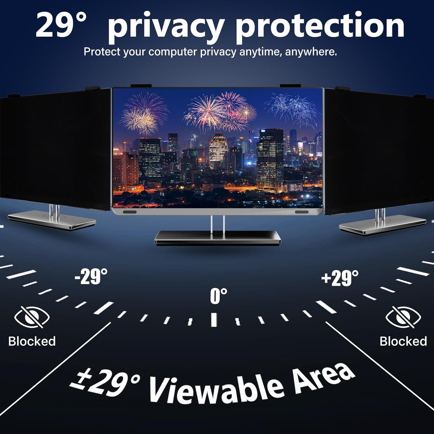 Magnetic Computer Privacy Screen Shield 23 Inch for Frameless Monitor Thin Bezel 16:9 Widescreen, Hanging Removable Anti Blue Light Privacy Filter Protector Eye Protection