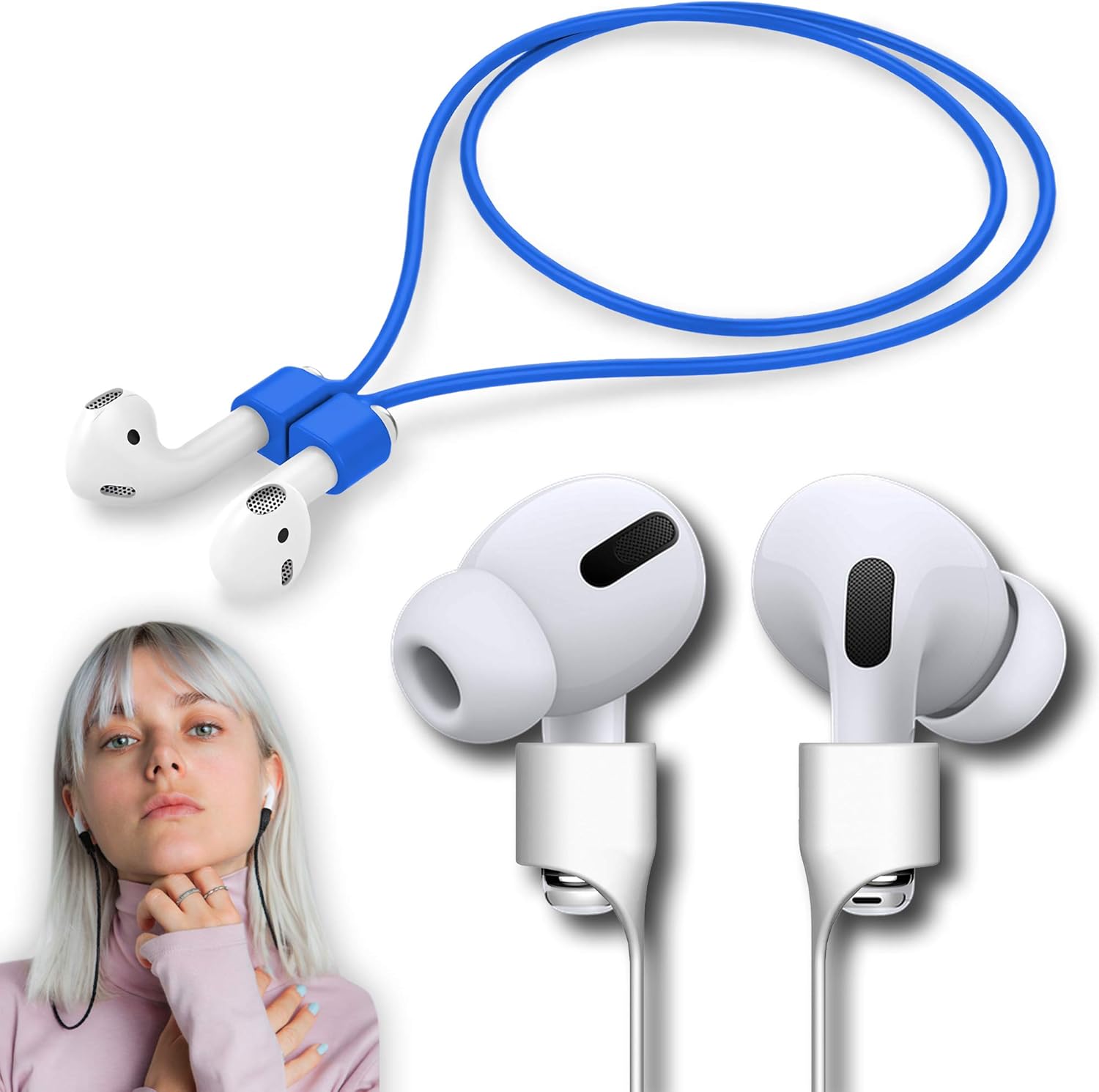Ultra Strong Magnetic Airpod Pro Strap Anti-Lost Cord Sports Lanyard Compatible with Airpods 3rd 2nd Generation Pro 3 2 1 (Blue)