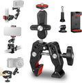 MINIFOCUS Super Clamp Camera Clamp Mount, 360° Ballhead Magic Arm with 1/4" 3/8" Port Extension Holder Adapter, Double Ball Head Adapter for Canon Nikon DSLR GoPro Action Camera Video Light