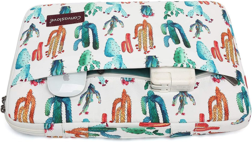 Canvaslove Cactus Corner and Bottom Rebound Bubble Cushioned Laptop Sleeve Bag case with Pockets and Handle For Macbook 14 inch,Surface Laptop 14.4 inch and 14 inch laptop
