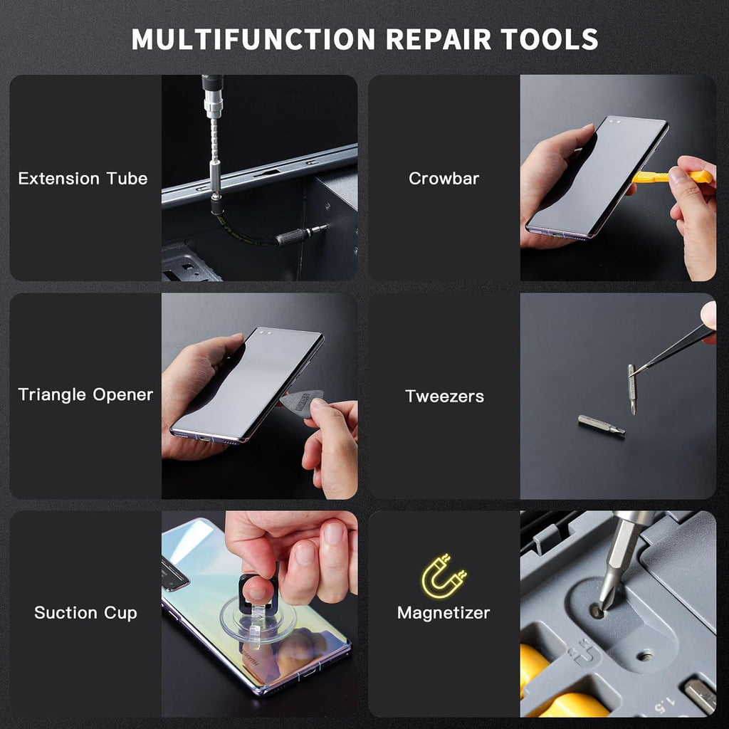 145-in-1 Precision Screwdriver Set Professional Mobile Phone and Computer Repair Kit with Torx, Star, Pentalobe, Hex Small Magnetic Screwdriver Bits, Suitable for MacBook, iPhone, Watch, Camera