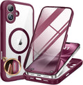 Miracase Magnetic for iPhone 16 Plus Case Full-Body Phone with Built-in Glass Screen Protector, [Compatible with MagSafe] Military Drop Proof 16 Plus Cover 6.7 inch, Plum