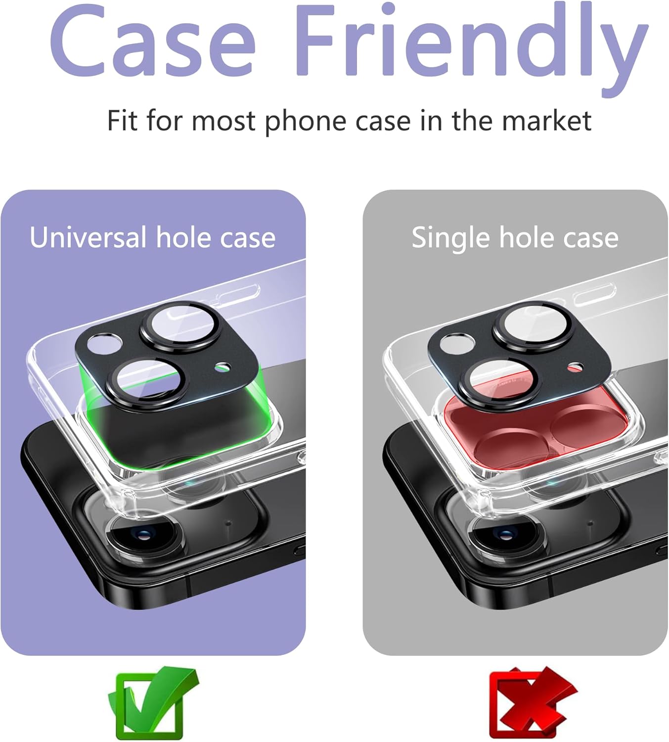 2 Pack Camera Lens Protector for iPhone 14 / iPhone 14 Plus,[Not Easy to Breakn ] AR Tempered Glass Strong Adsorption Metal Camera Cover Screen-red